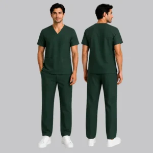 hunter green men linen scrubs