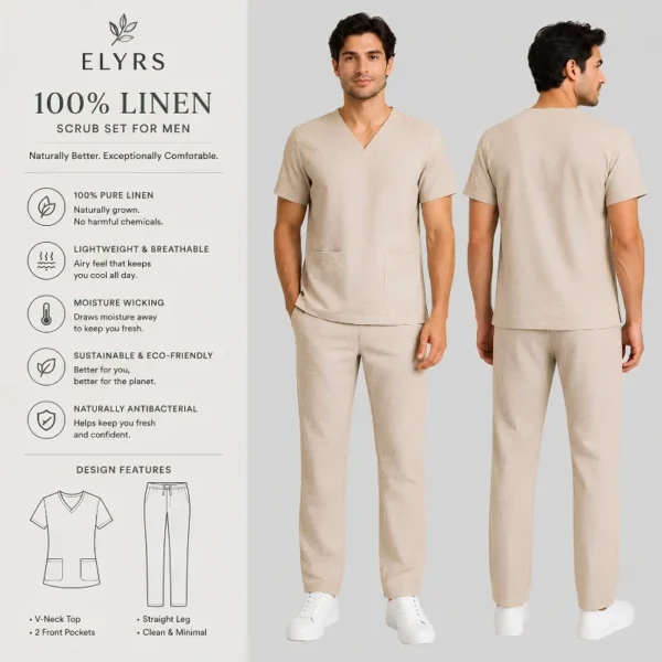 linen scrubs men