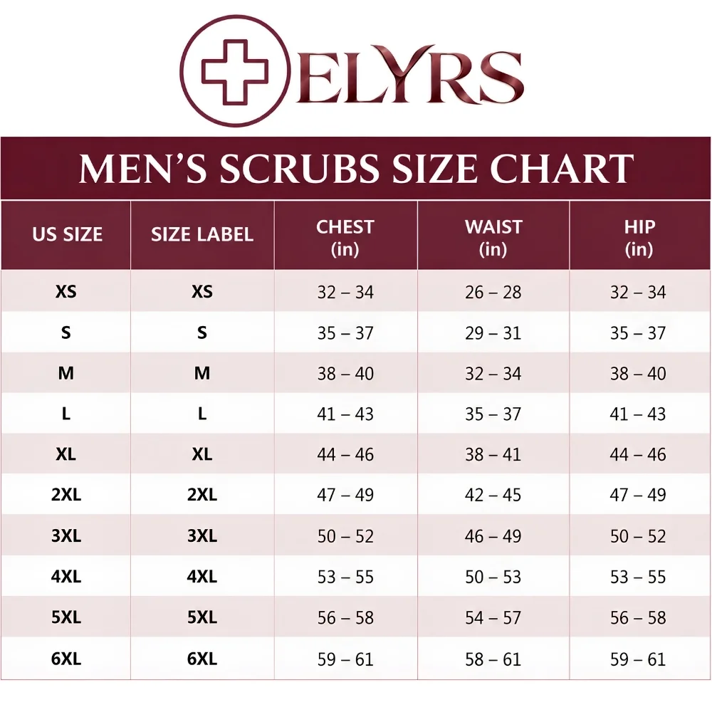 Medical Scrub Size Chart for Men
