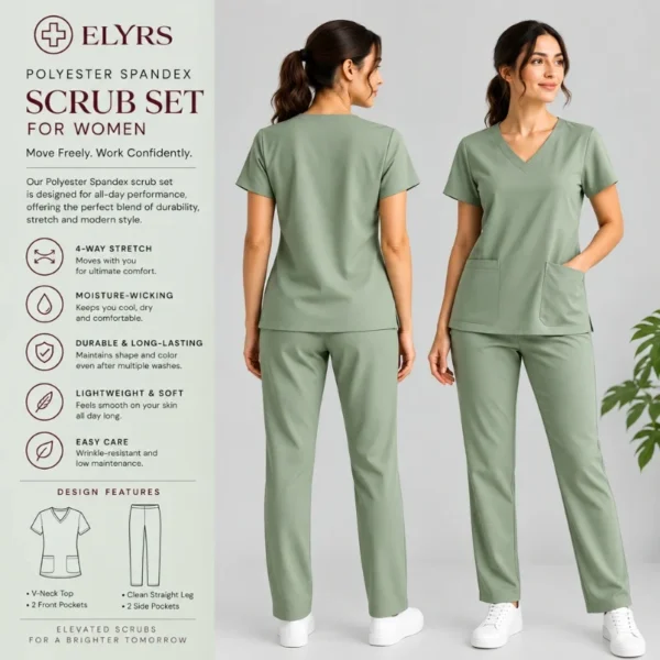 polyester spandex scrubs