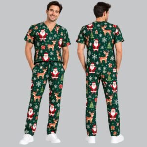 Alternative view of Santa & Reindeer Christmas Scrubs | Men & Women