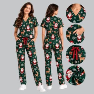Santa & Reindeer Christmas Scrubs | Men & Women