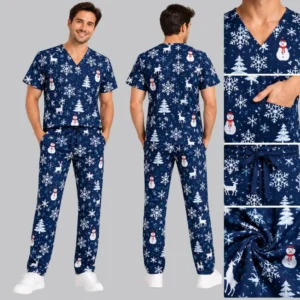 Alternative view of ❄️ Snowflakes & Winter Motifs Scrubs | Men & Women