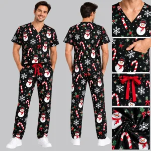 Alternative view of Snowmen & Candy Cane Christmas Scrubs