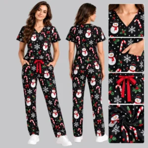 Snowmen & Candy Cane Christmas Scrubs